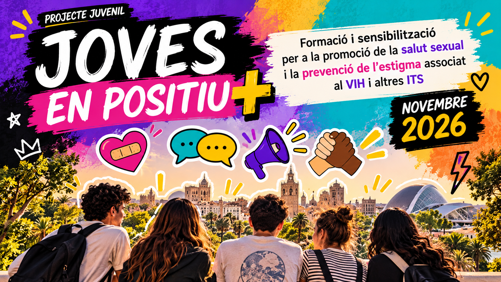 Cartell del projecte Joves en Positiu sobre salut sexual i prevenció del VIH i altres ITS
